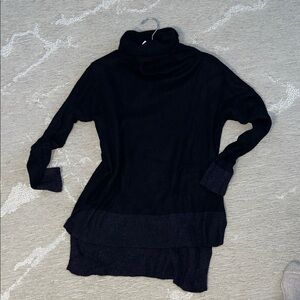 Cashmere Black Turtleneck tunic high/low Sweater